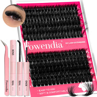 Thumbnail for Fowendia Lash Clusters Kit Fluff 80D 100D Individual Lashes D Curl Cluster Eyelash Extensions 10-18mm DIY Lash Extension Kit Lash Bond and Seal Waterproof, Lash Applicator, Thick False Eyelashes Kit
