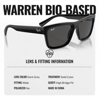 Thumbnail for Ray-Ban RB4396 WARREN BIO-BASED Rectangle Shaped Non-Polarized Sunglasses for Men & Women – Includes Official RAYBAN Eyewear Kit – Ideal Formal & Casual Wear Sunglasses – Dark Grey Lens