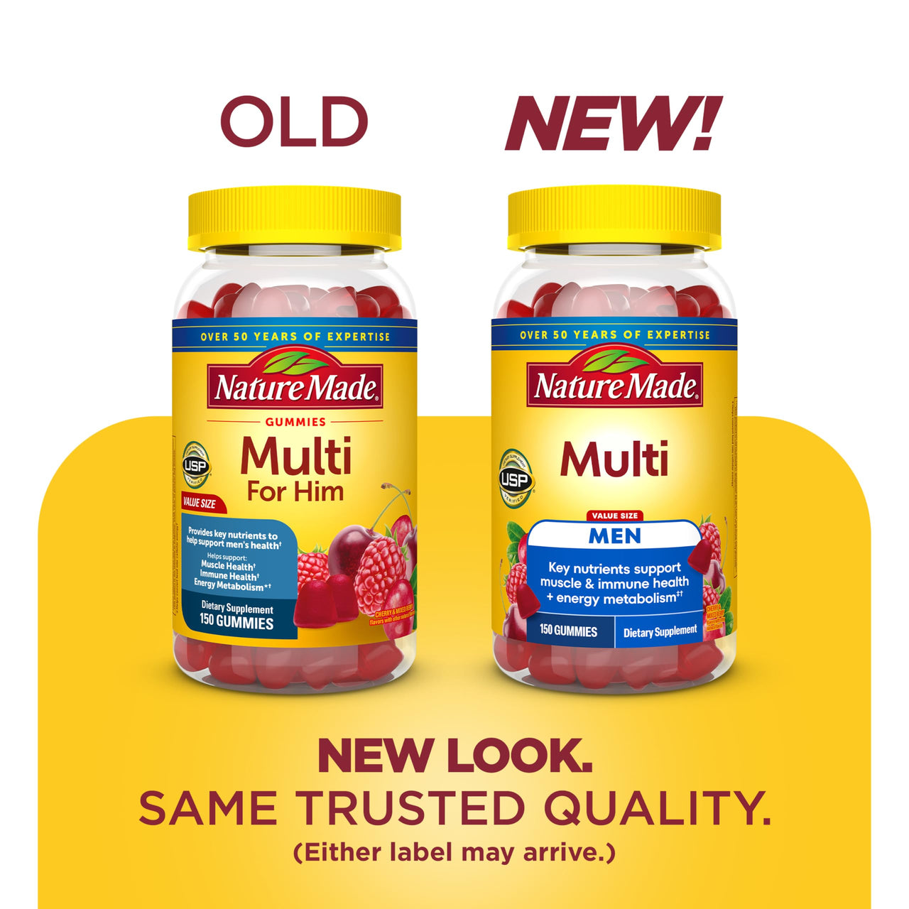 Nature Made Multi for Him, Mens Multivitamins Gummies, Energy Metabolism Support, Multivitamin for Men, 150 Gummy Vitamins and Minerals, 75 Day Supply