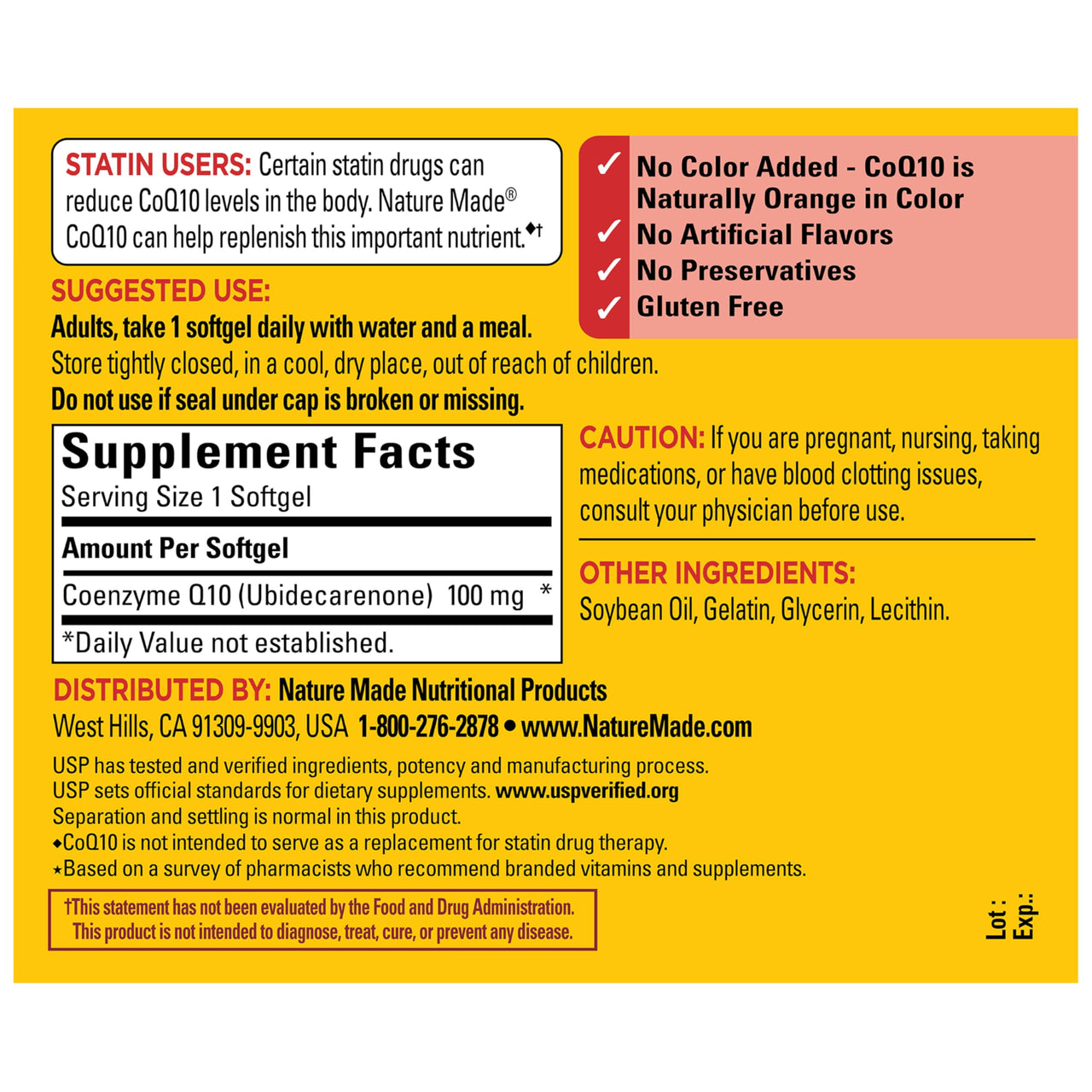 Nature Made CoQ10 100mg Softgels, Dietary Supplement for Heart Health Support, 120 Softgels, 120 Day Supply