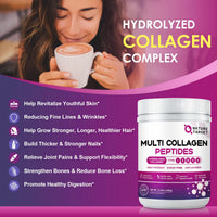 Thumbnail for NATURE TARGET Multi Collagen Peptides Powder - Type I, II, III, V, X - Hydrolyzed Collagen Peptides with Vitamin C Hyaluronic Acid, Supports Skin Hair Nail & Joint, Grass-Fed, Non-GMO, 35 Servings