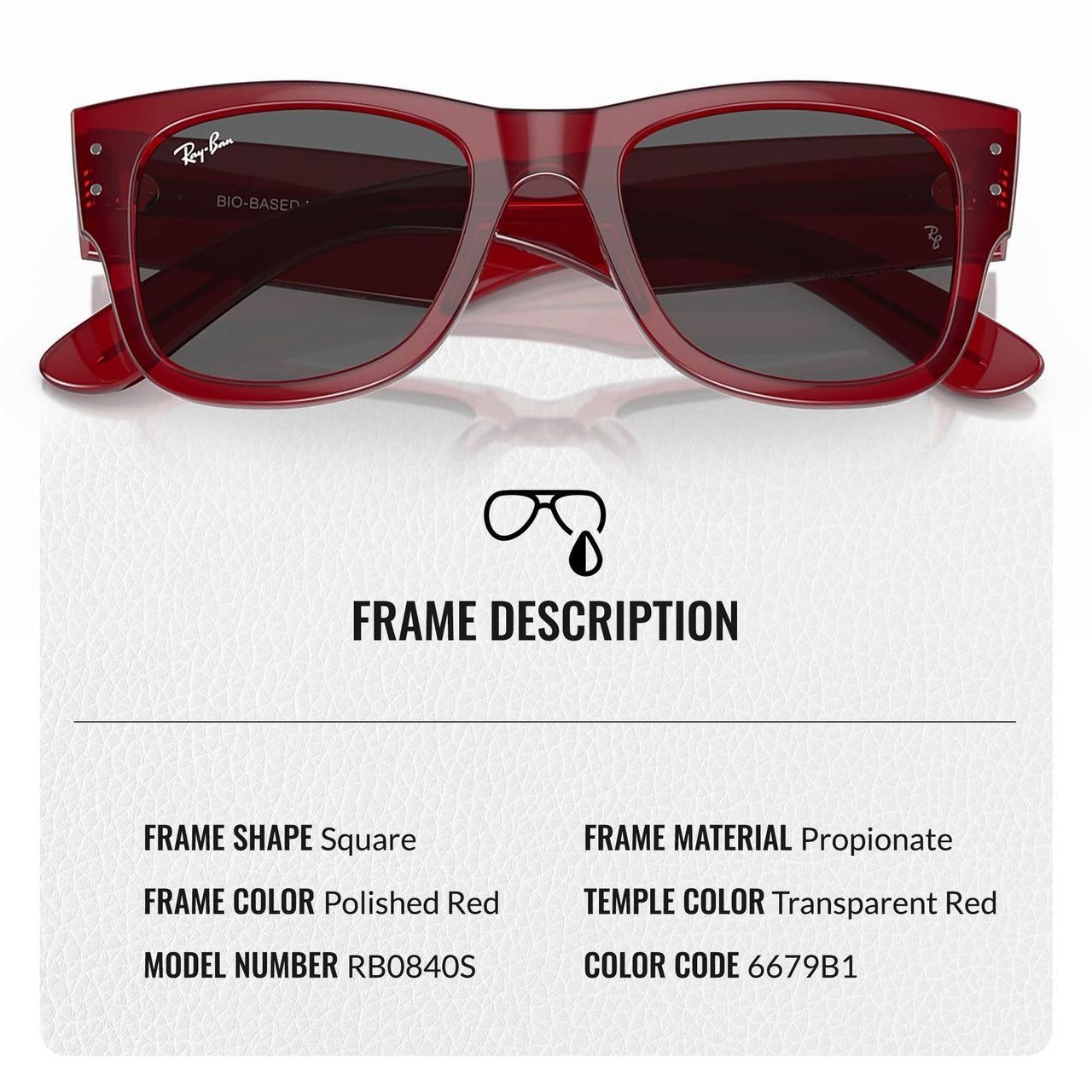 Ray-Ban RB0840S Mega Wayfarer Square Shape Sunglasses for Men and Women - Timeless Classic Sun Glasses with Modern Elegance - Premium UV Protection - Designer Men's and Women's Sunglasses