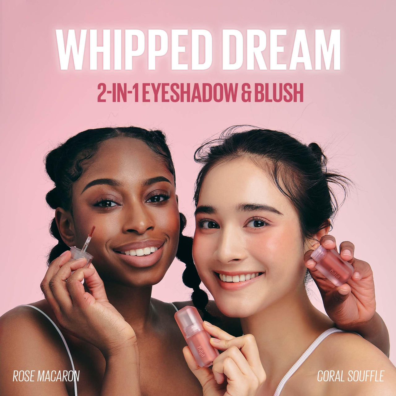 Kaja Multi-purpose Liquid Eyeshadow & Blush - Whipped Dream | with Cotton Seed Oil, 4 Shades, Buildable, Blendable, Airy Semi-matte Finish, 01 Coral Souffle, 0.17 Oz
