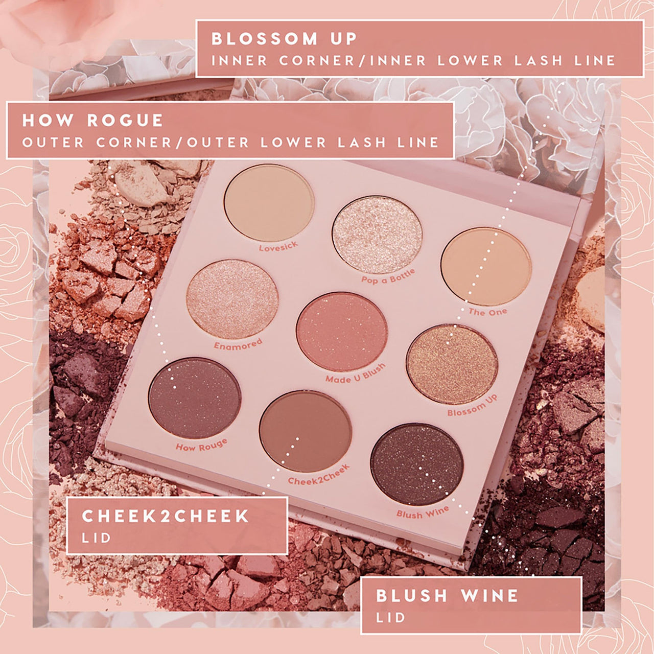 ColourPop Blush Crush Eyeshadow Palette - Brown, Gold & Pink Shadow Palette with Metallic and Matte Finishes - High-Pigment Eye Makeup with a Long-Wearing Formula (0.3 oz)