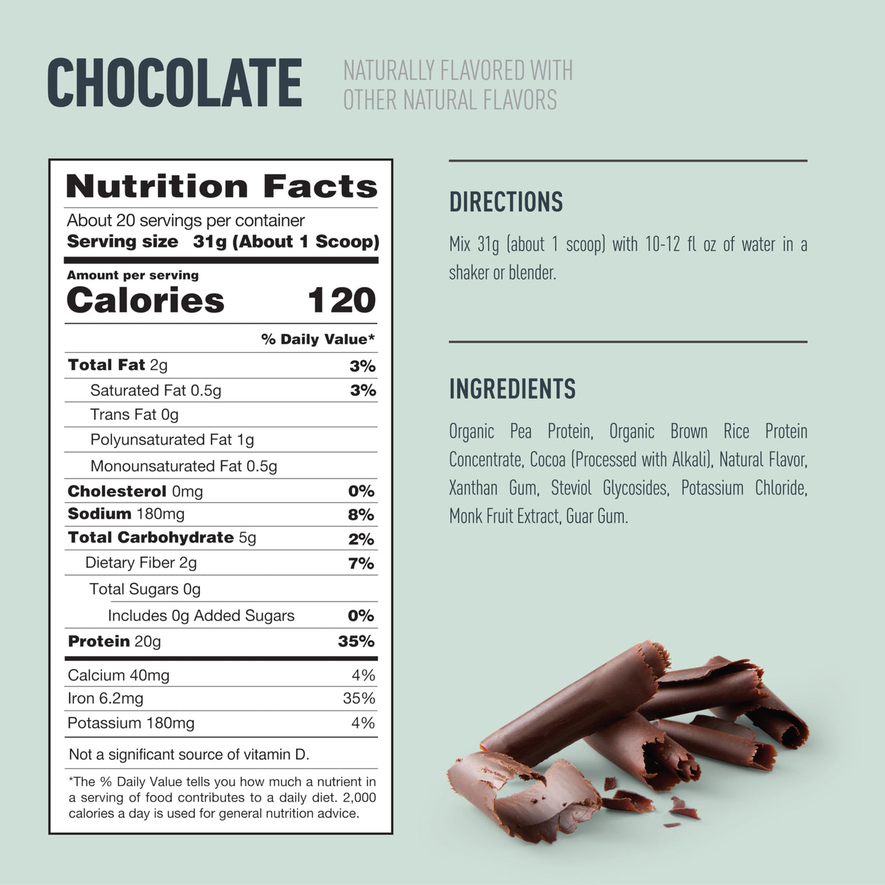Isopure Plant-Based Protein Powder, Lactose Free, Gluten Free, With Iron, Chocolate, 20g Plant Protein Per Serving, 1.37 Lbs, 20 Servings