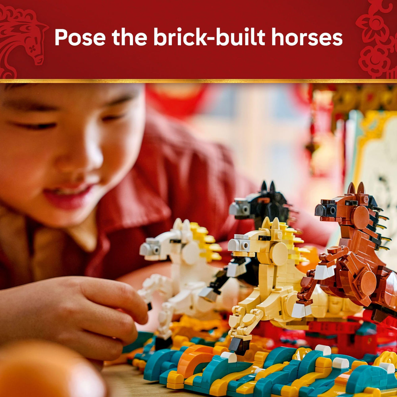 LEGO Spring Festival Galloping Horse Canvas Kids Building Toy - Year of the Horse Toy for Girls & Boys, Ages 10+ - Buildable Chinese New Year Decoration - Gift Idea for Birthdays & Families - 80119