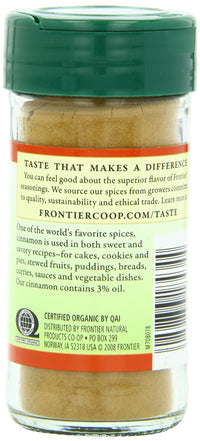 Thumbnail for Frontier Co-op Organic Ground Cinnamon, 1.9 Ounce Bottle, Gourmet Quality Cinnamon, Full Balanced Spicy Flavor, Kosher