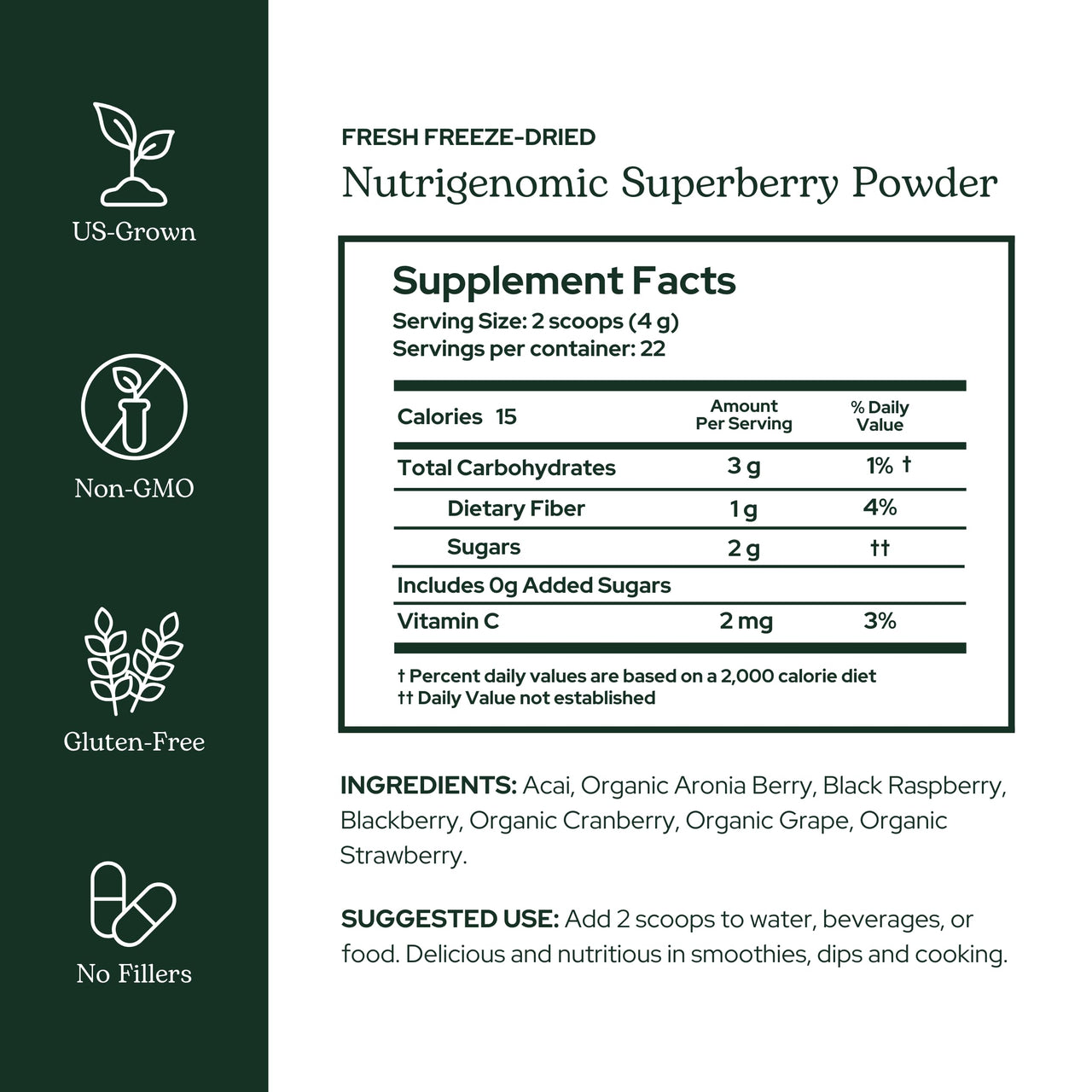 Eclectic Herb - Nutrigenomc Superberry Superfood Berry Supplement Powder | Nutritional Support | Antioxidant + Immune Support | Natural, Vegan, Non-GMO, Gluten Free (3.2 oz | 90 g)