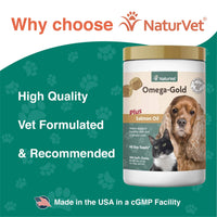 Thumbnail for NaturVet – Omega-Gold Plus Salmon Oil | Supports Healthy Skin & Glossy Coat | Enhanced with DHA, EPA, Omega-3 & Omega-6 | for Dogs & Cats | 180 Soft Chews