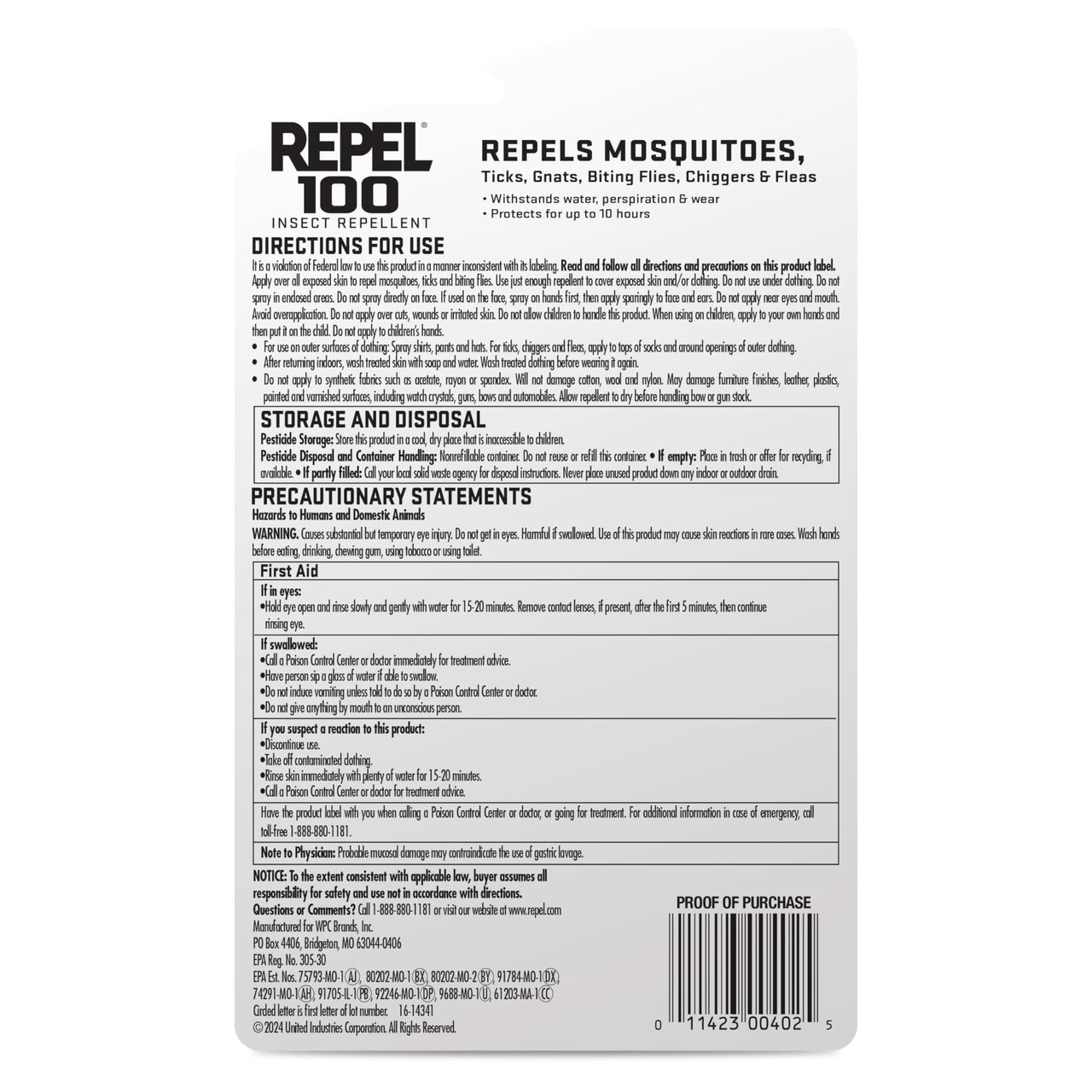 Repel 100 Insect Repellent, Repels Mosquitos, Ticks and Gnats, For Severe Conditions, Protects For Up To 10 Hours, 98% DEET (Pump Spray) 1 fl Ounce