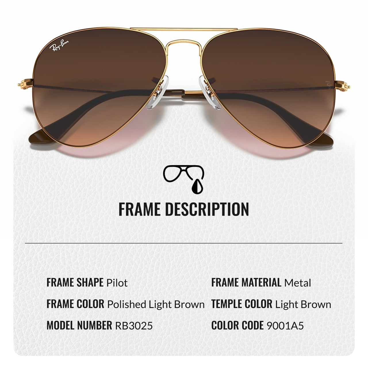 Ray-Ban RB3025 Classic Gradient Aviator Shape Sunglasses With Eyewear Kit Bundle - Adjustable Nose Pads - Ideal Formal and Casual Wear Retro Sunglasses