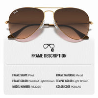Thumbnail for Ray-Ban RB3025 AVIATOR GRADIENT Pilot Shaped Non-Polarized Sunglasses for Men & Women – Includes Official RAYBAN Eyewear Kit – Ideal Formal & Casual Wear Sunglasses – Pink/Brown Lens