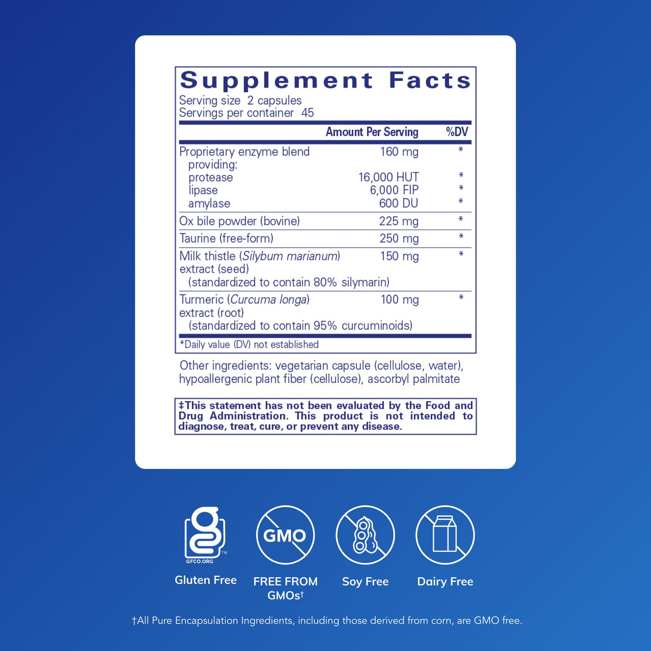 Pure Encapsulations Digestion GB - Digestive Enzyme Supplement - for Gallbladder Support & Gut Health* - with Bile Salts & Digestive Enzymes Blend - Gluten Free & Non-GMO - 90 Capsules