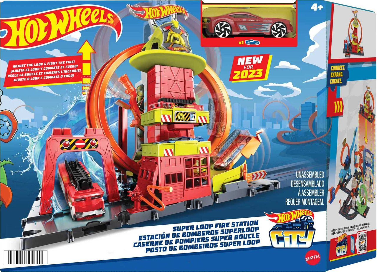 Hot Wheels City Super Loop Fire Station Playset & 1 Toy Car