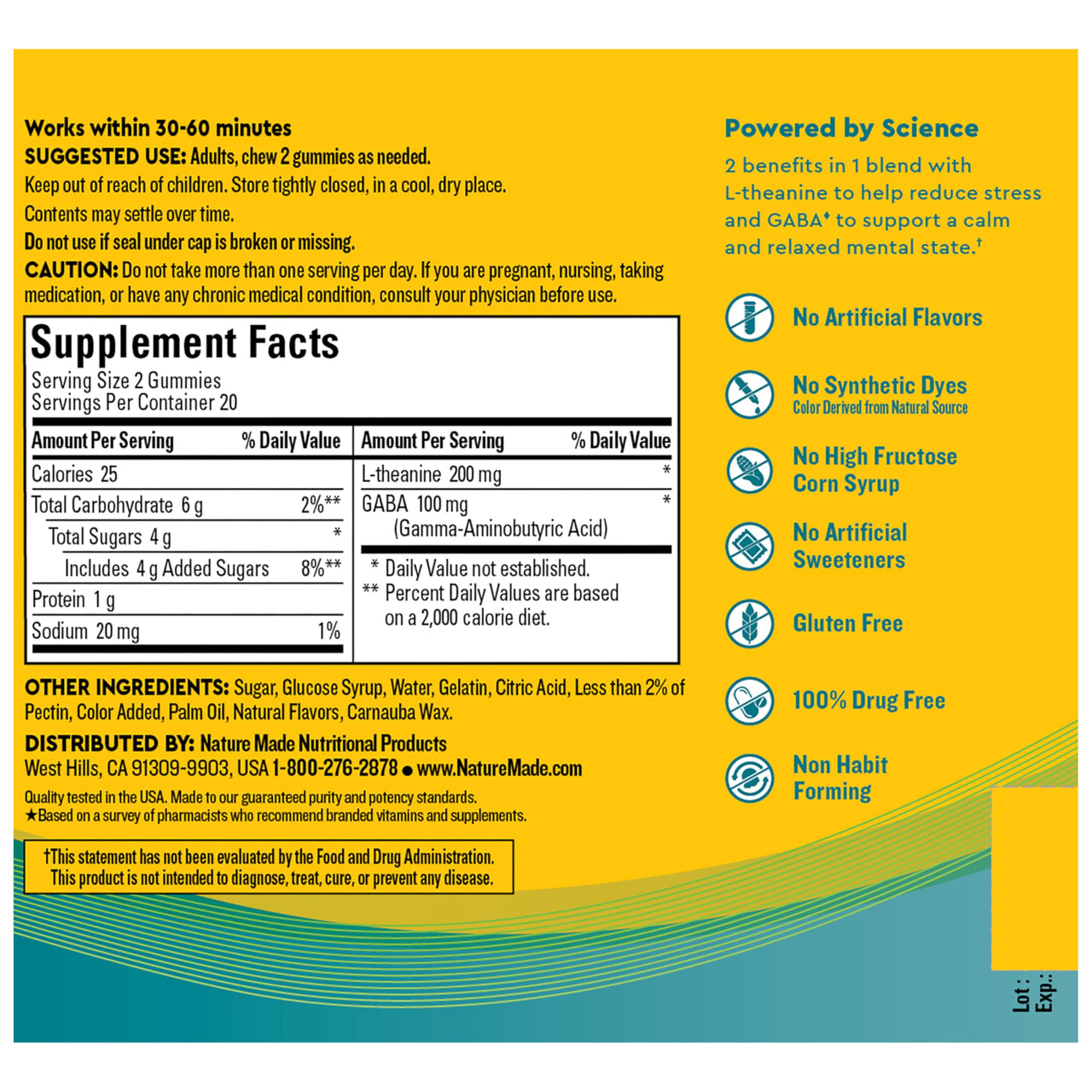 Nature Made Wellblends Stress Relief Gummies, L theanine 200mg to Help Reduce Stress, with GABA 100mg, Same Day Stress Support, 40 Strawberry Flavor Gummies