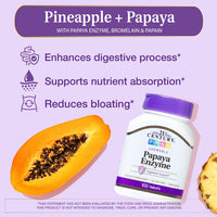 Thumbnail for 21st Century Papaya Enzyme Chewable (100 Count), Papaya & Pineapple Digestive Enzymes for Gut Health, Tropical Flavor, Non-GMO, Gluten-Free, No Added Salt, Artificial Flavors