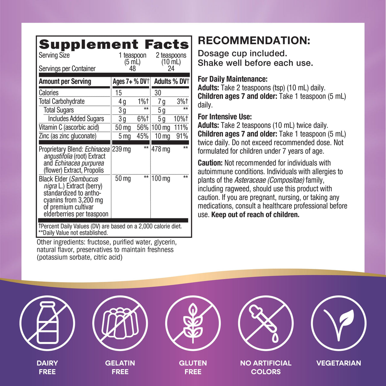 Nature's Way Sambucus Immune Elderberry Syrup, Elderberry extract, Vitamin C and Zinc with Propolis & Echinacea for Immune Support*, with Superfood Antioxidants(1), 8 Fl Oz (Packaging May Vary)