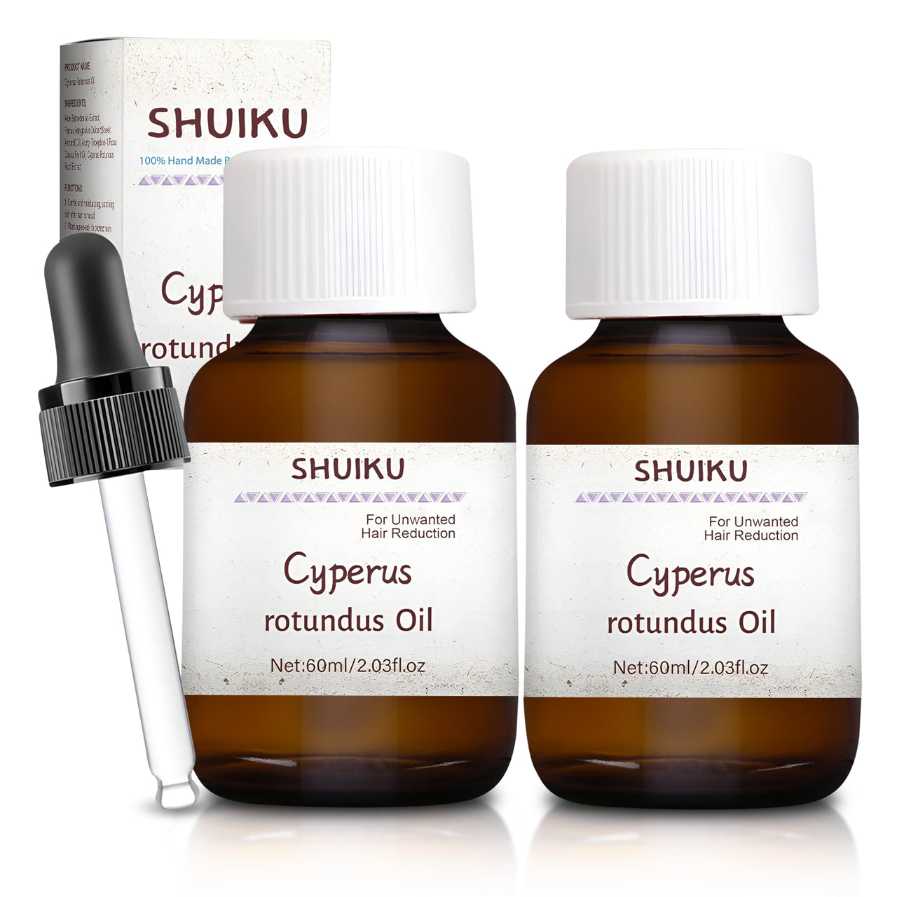 SHUIKU Cyperus Rotundus Oil, Cyperus, 100% Pure Natural Oil for Reducing Body Hair Growth (2 PACKS)