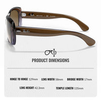 Thumbnail for Ray-Ban RB4101 JACKIE OHH Butterfly Shaped Non-Polarized Sunglasses for Women – Includes Official RAYBAN Eyewear Kit – Ideal Formal & Casual Wear Sunglasses – Brown Gradient Lens