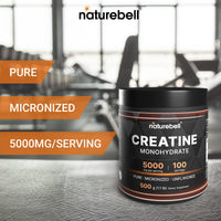 Thumbnail for NatureBell 2 Pack Instant Creatine Monohydrate Powder 500 Grams, 5000mg Per Serving, Unflavored Micronized Creatine Powder - Pre Workout | Keto | Vegan | Dissolves Easy | Filler Free