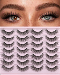 Thumbnail for False Eyelashes 14mm Faux 3D Mink Lashes Natural Look Cat Eye Wispy Lashes Pack by Kiromiro, 14 Pairs