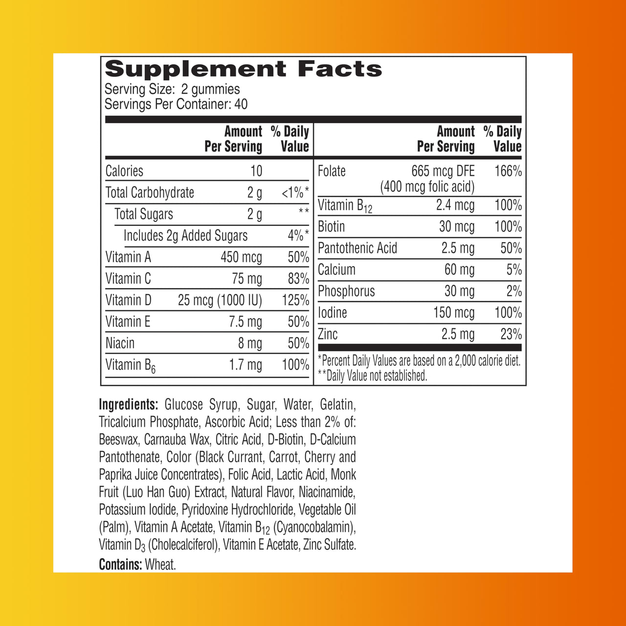 One A Day Womenâ€™s Multivitamin Gummies, Supplement with Vitamin A, C, D, E and Zinc for Immune Health Support*, Calcium & more, 80 count