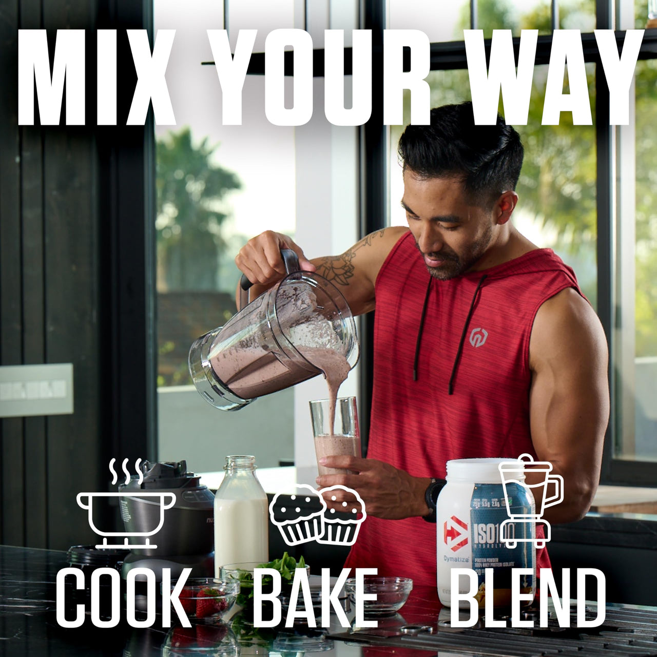 Dymatize x Dunkin' Glazed Donut ISO100 Whey Protein Powder, 25g of Protein, 20 Servings, 5.5g BCAAs, 120 Cal., Gluten Free, 1g Fat, 1g Sugar, 2g Carb