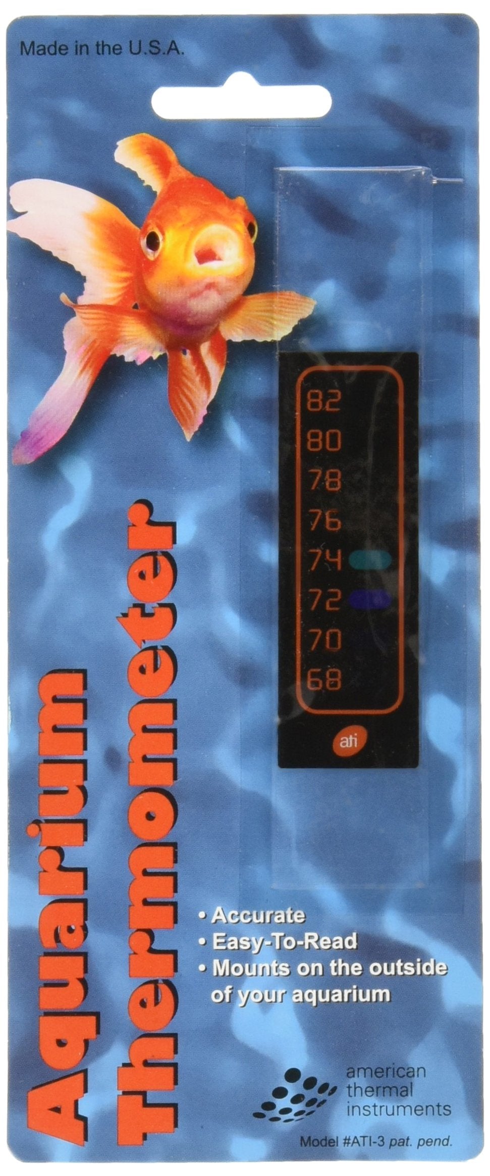 Amer Thermal Instruments Liquid Crystal Vertical Aquarium Thermometer, Small