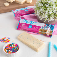 Thumbnail for Quest Nutrition Birthday Cake Protein Bars, 20g Protein, 1g Sugar, 4g Net Carbs, Gluten Free, Keto Friendly, 12 Count