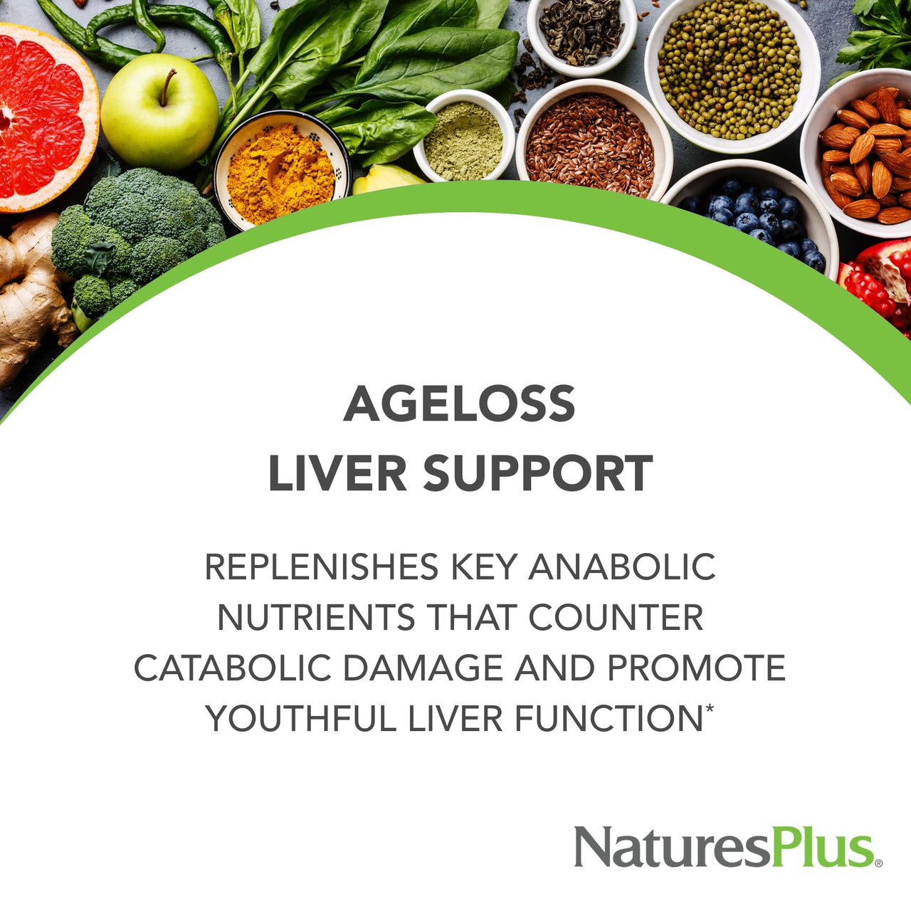 NaturesPlus AgeLoss Liver Support - 90 Capsules - with Artichoke, Milk Thistle & Choline - Vegetarian, Gluten Free - 30 Servings