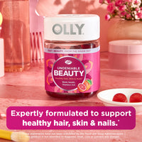 Thumbnail for OLLY Undeniable Beauty Gummy, For Hair, Skin, Nails, Biotin, Vitamin C, Keratin, Chewable Supplement, Grapefruit, 30 Day Supply - 60 Count