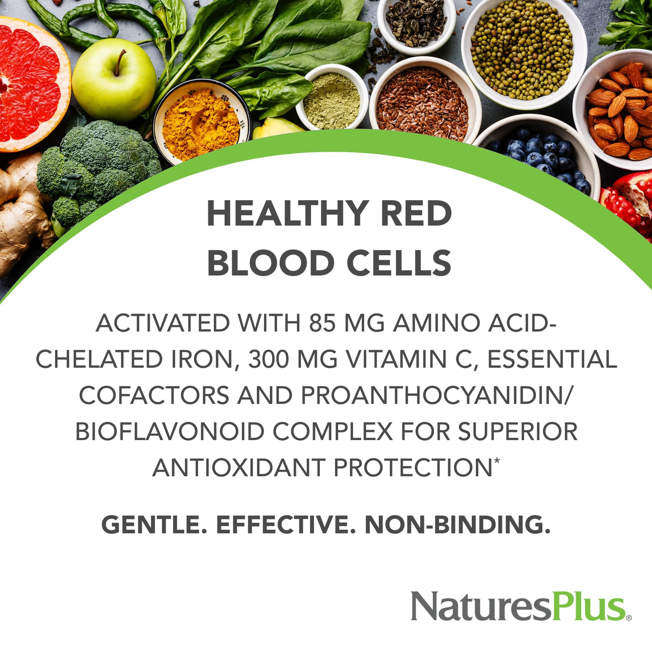 NaturesPlus Hema-Plex Iron - 60 Fast-Acting Capsules - 3 Pack - 85 mg Chelated Iron + Vitamin C & Bioflavonoids for Healthy Red Blood Cells - Vegan, Gluten Free - 90 Total Servings