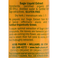 Thumbnail for Herb Pharm Certified Organic Sage Liquid Extract for Mental Clarity Support - 1 Ounce