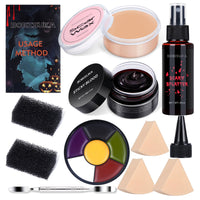 Thumbnail for BOBISUKA Demonic Special Effects SFX Halloween Makeup Kit - 5 Colors Bruise Makeup Face Body Painting Palette + Scar Wax with Spatula Tool + Fake Blood Splatter Spray + Fake Blood Cream +Stipple Spong
