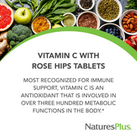 Thumbnail for NaturesPlus Vitamin C 500 mg with Rose Hips - 90 Sustained Release Tablets - Supports Immune Health, Energy & Antioxidant Protection - Gluten Free, Vegetarian - 90 Servings