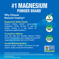 Thumbnail for Natural Vitality Calm, Magnesium Supplement, Anti-Stress Drink Mix Powder, Gluten Free, Vegan, & Non-GMO, Sweet Lemon, 8 oz