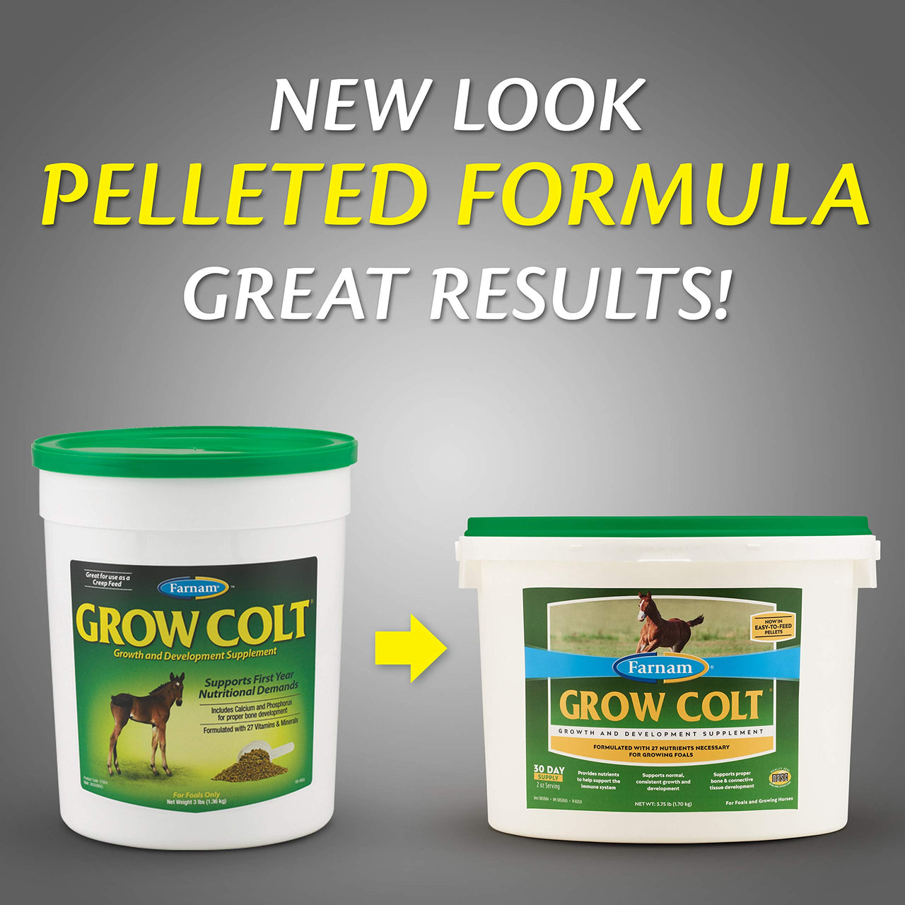 Farnam Grow Colt Supplement for Growth & Development, Supports Normal, consistent Growth in First Years of foal's Life, 3.75 lbs., 30 Day Supply