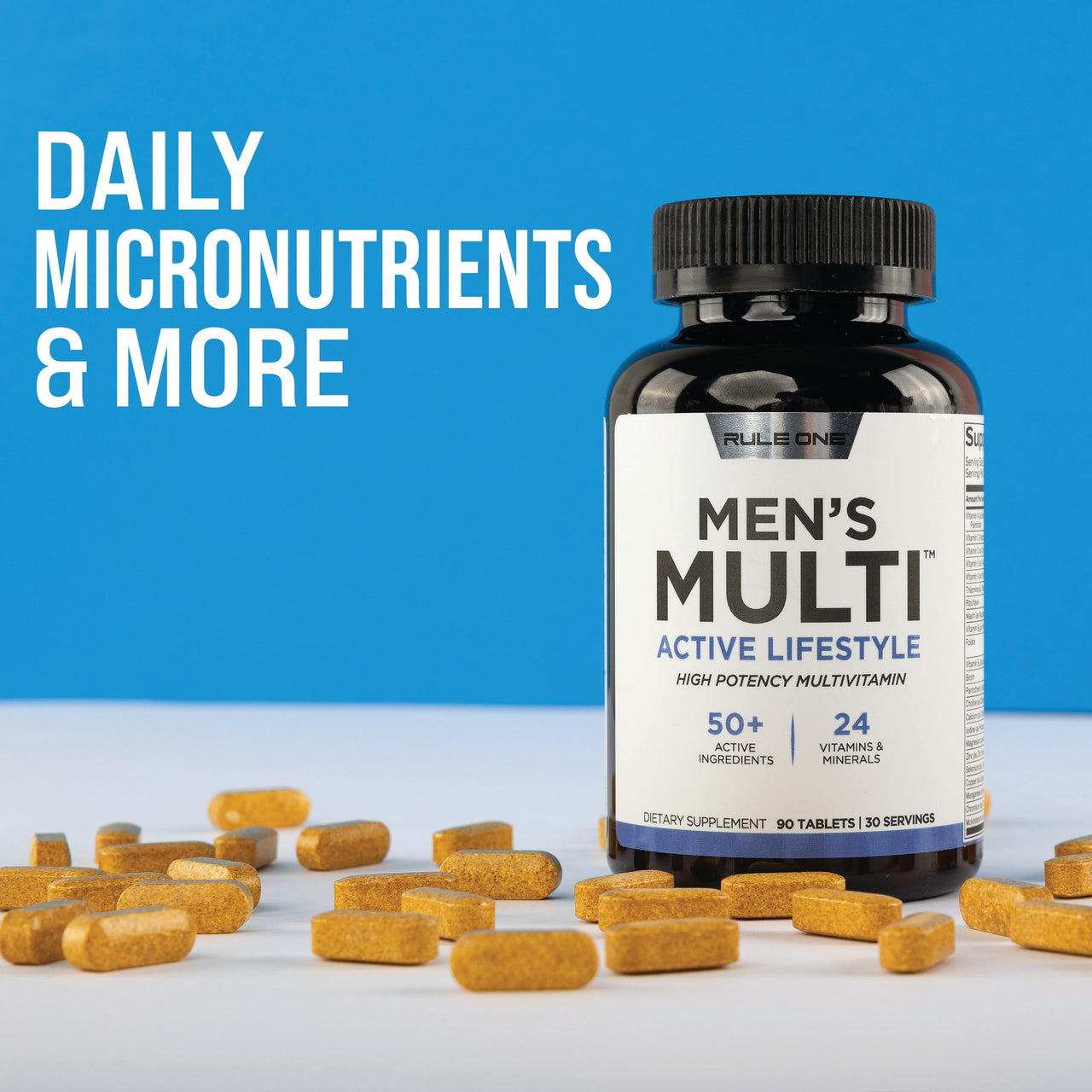 Rule 1 Proteins Men's Daily Multi - Vitamins, Essential Minerals, Superfoods, Digestive Enzymes, Amino Acids, & Antioxidants for Active Lifestyles and Wellness Support (90 Tablets, 30 Day Supply)