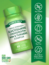 Thumbnail for Nature's Truth Glucosamine Chondroitin MSM Complex | 60 Caplets | with Turmeric | Triple Strength Formula | Non-GMO and Gluten Free Supplement