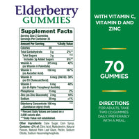 Thumbnail for Nature's Bounty Elderberry Gummies, Dietary Supplement, Supports Immune Health, Contains Vitamin A, C, D, E and Zinc, 100 mg, 70 Gummies