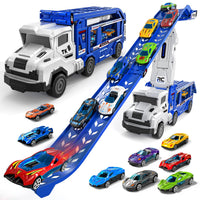 Thumbnail for Transport Truck Toys for 3 4 5 6 7 Years Old Boys,Toys Cars Track Set Transporter Trucks with 12 Die-Cast Car Toys 2 Race catapults Dual-Track Model,Toddler Car Toy Set for Kids Boys Girls