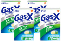 Thumbnail for Gas-X Extra Strength Chewable Gas Relief Tablets with Simethicone 125 mg, Peppermint Creme - 18 Count (Pack of 4)