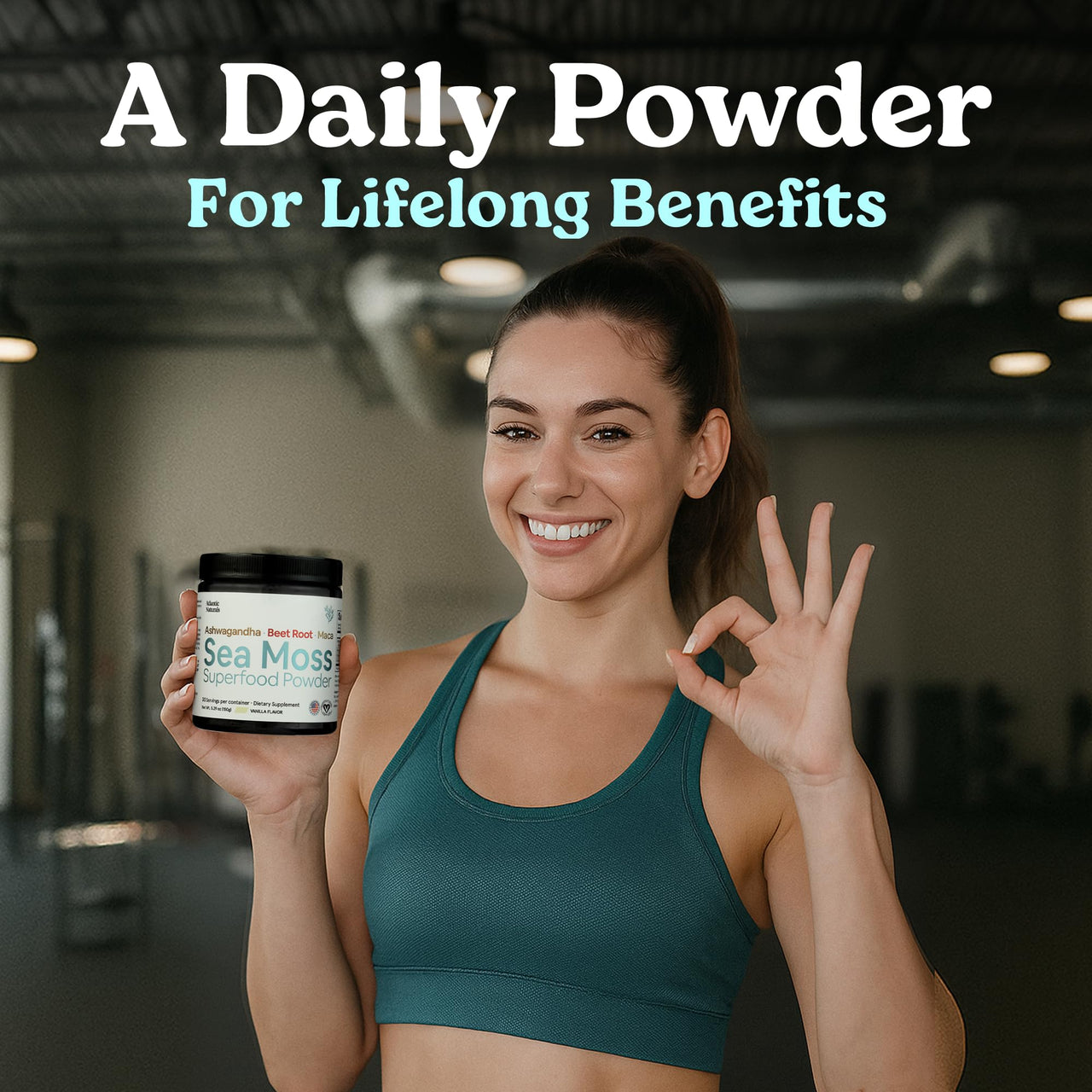 Atlantic Naturals Superfood Organic Sea Moss Powder Blend with Ashwagandha, Maca Root & Beet Root | Ideal for Healthy Skin, Positive Mood & Energy | Vanilla Flavor (150g)