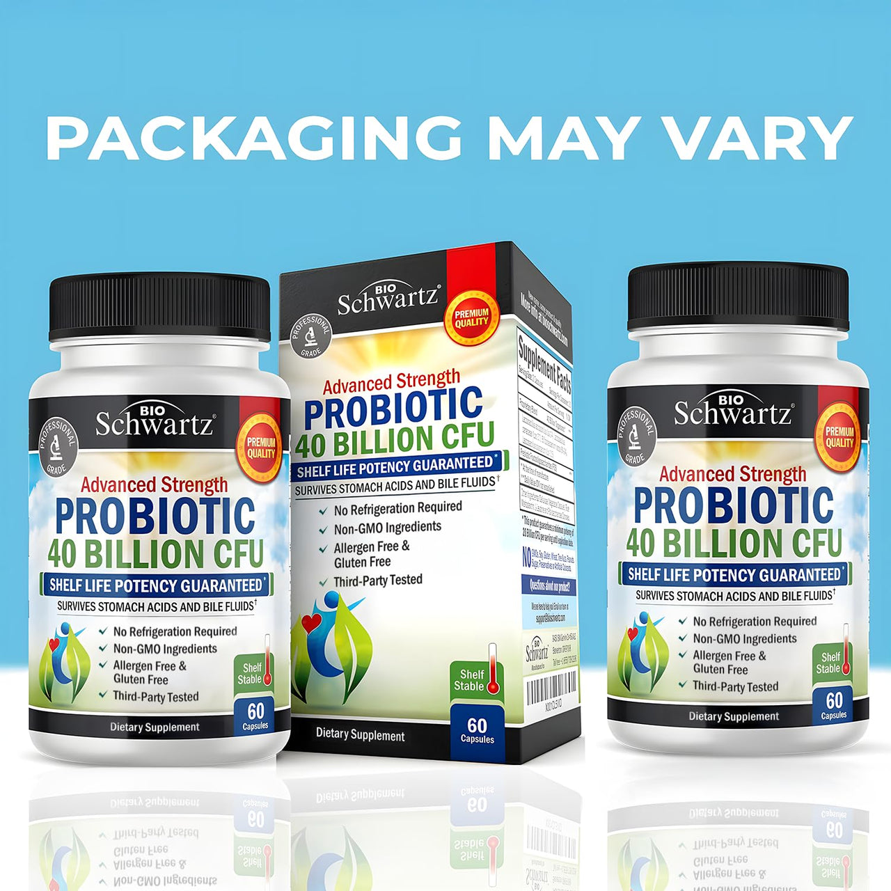 BioSchwartz Daily Probiotic Nutritional Supplement - 40 Billion CFU for Gut Health - Probiotics for Men and Women - Digestive Health with Astragalus & Lactobacillus - Shelf Stable - 60 Count