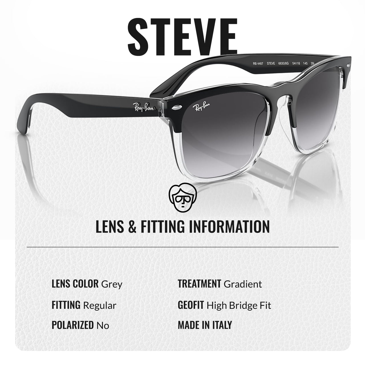 Ray-Ban RB4487 STEVE Square Shaped Non-Polarized Sunglasses for Men & Women – Includes Official RAYBAN Eyewear Kit – Ideal Formal & Casual Wear Sunglasses – Grey Lens