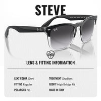 Thumbnail for Ray-Ban RB4487 STEVE Square Shaped Non-Polarized Sunglasses for Men & Women – Includes Official RAYBAN Eyewear Kit – Ideal Formal & Casual Wear Sunglasses – Grey Lens