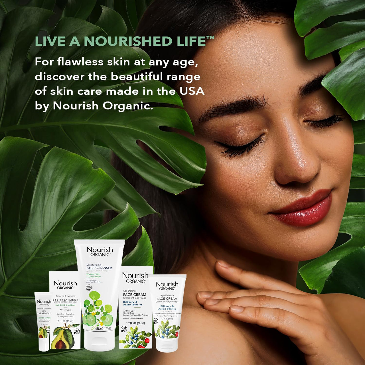 Nourish Organic Eye Treatment, Avocado & Argan â€“ Renewing & Hydrating Under Eye Brightener with Vitamin C + Washable Cotton Round