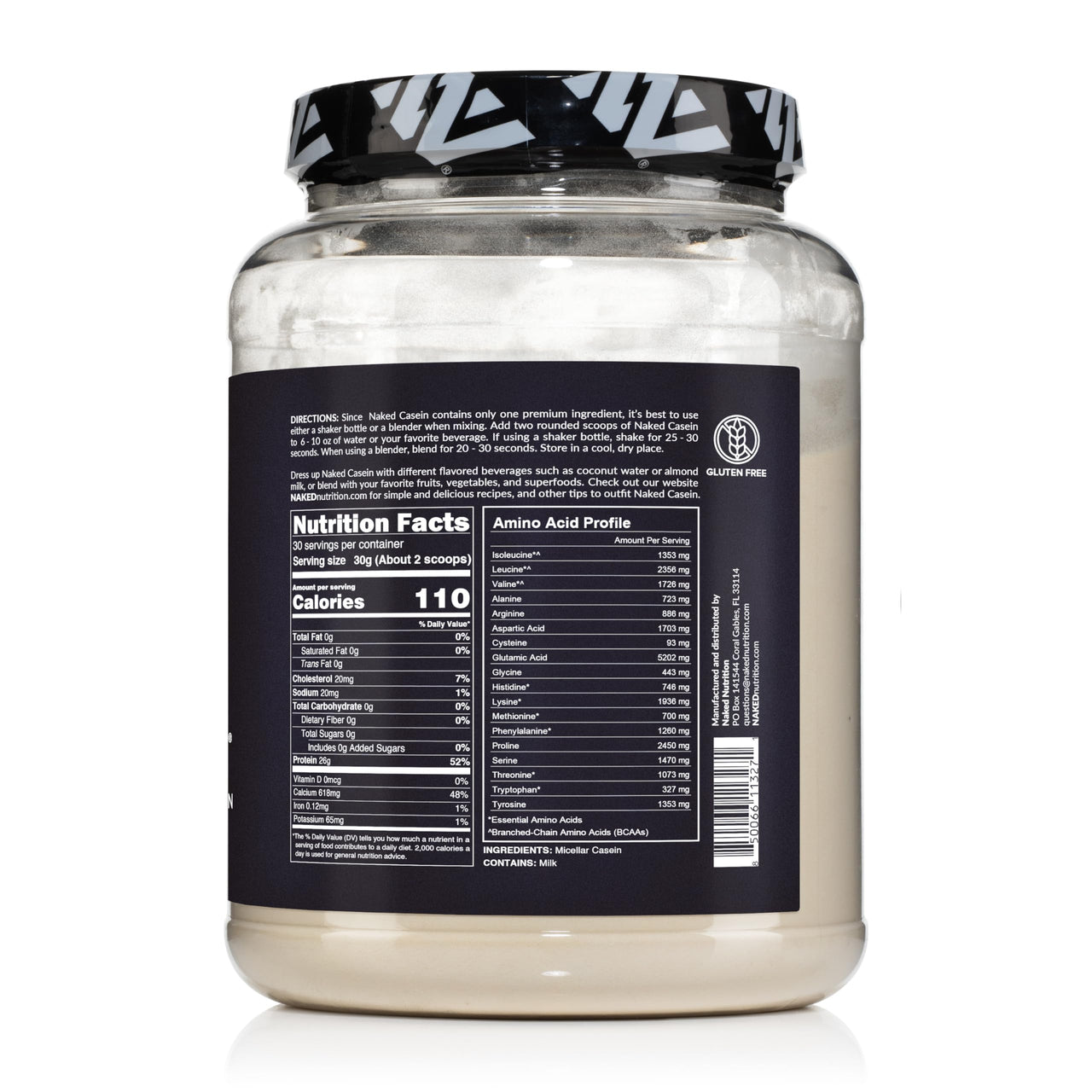 NAKED Whey Protein Powder 2LB (Unflavored) + Casein Protein Powder 2LB (30 Servings) – GMO-Free, Gluten Free, Soy Free, Preservative Free