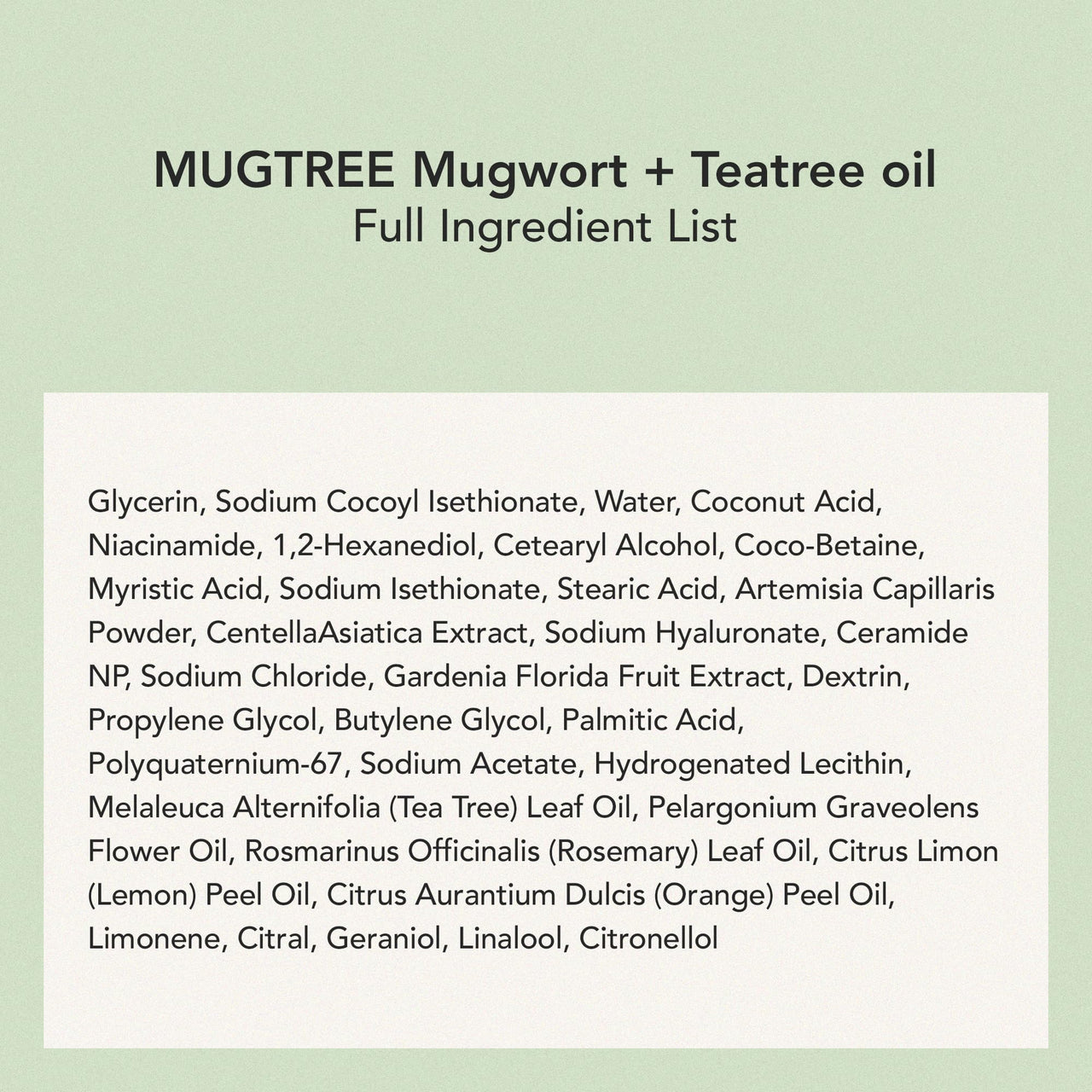 WHIPPED Cream Facial Cleanser Mugtree - Mugwort & Teatree Face Wash - For Oily Skin, Sebum & Pore Care - Moisturizing Face Cleanser, Niacinamide, Hyaluronic Acid, Vegan Korean Skincare, 2.8 oz