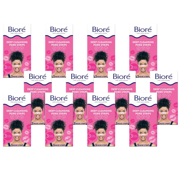 BiorÃƒÆ’Ã‚Â© Kiss Designer Pore Strips, Nose Strips for Blackhead Removal, Features C-Bond Technology with Instant Pore Unclogging, 3 Count, Pack of 12
